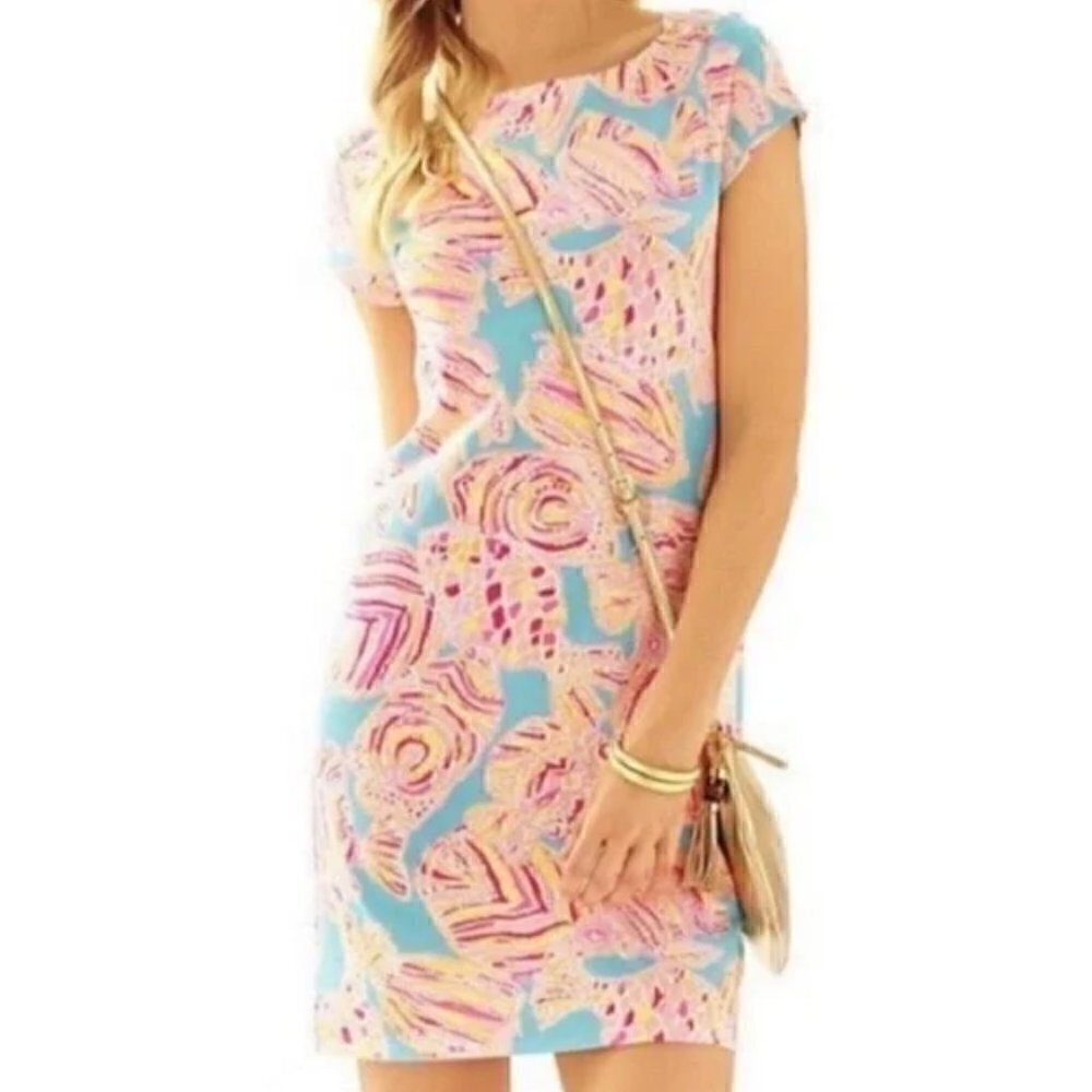 Lilly Pulitzer Loren Dress XS S Breakwater Tini Bikini Short Sleeve Tropical